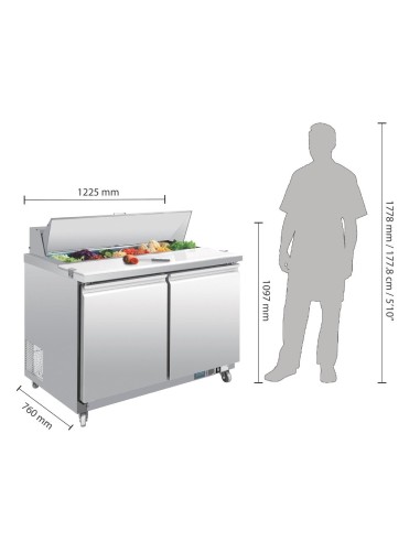Comptoir de préparation 405L Polar Série U - 2 portes