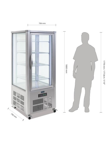 Vitrine à pâtisserie 400L Polar Série G - 400 L, inox