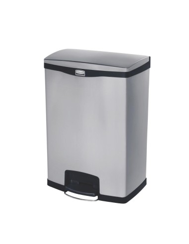 Poubelle à pédale frontale inox Rubbermaid Slim Jim 90L