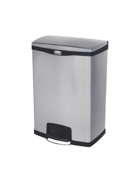 Poubelle à pédale frontale inox Rubbermaid Slim Jim 90L