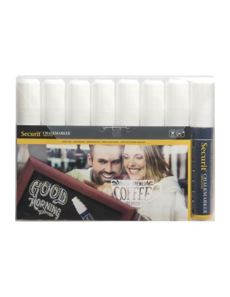 Marqueurs blancs effaçables Securit - Lot de 8