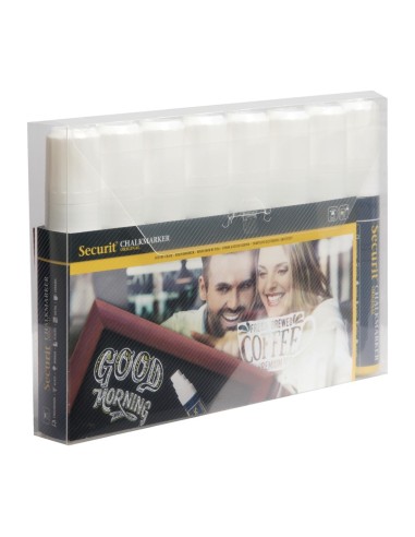 Marqueurs blancs effaçables Securit - Lot de 8