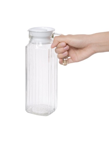 Pichet rainuré en verre Olympia 1L - lot de 6