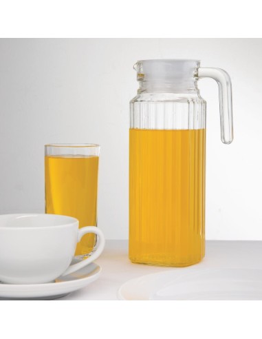 Pichet rainuré en verre Olympia 1L - lot de 6
