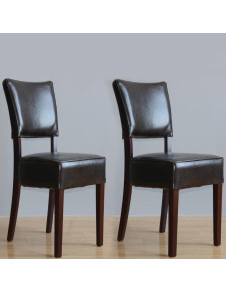 Chaises Bolero en simili cuir marron foncé - lot de 2