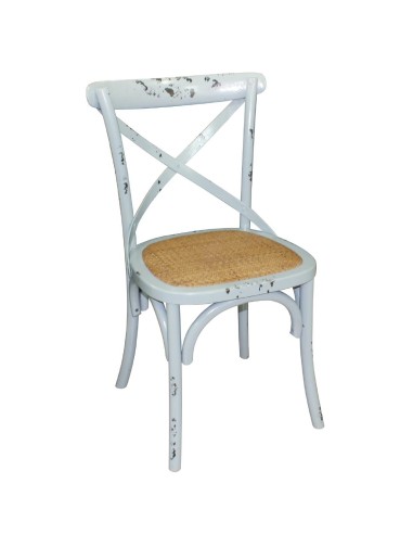 Chaises Bolero bleu antique en bois et métal - Lot de 2
