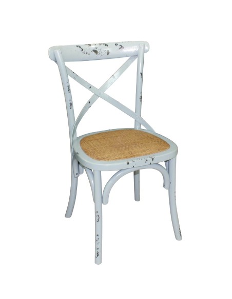 Chaises Bolero bleu antique en bois et métal - Lot de 2