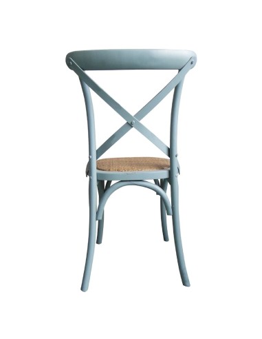 Chaises Bolero bleu antique en bois et métal - Lot de 2