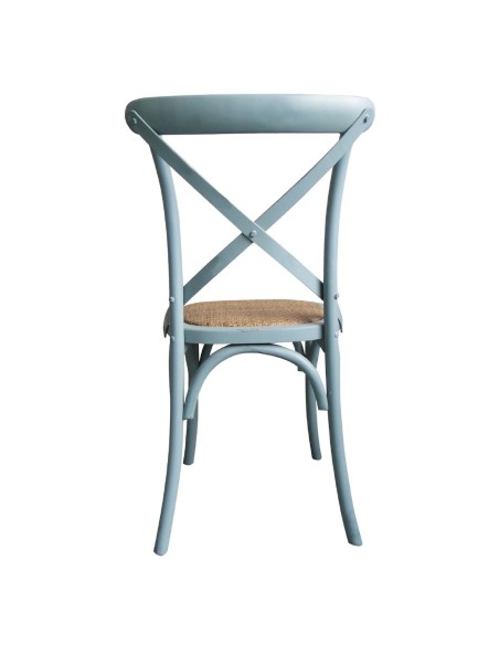Chaises Bolero bleu antique en bois et métal - Lot de 2