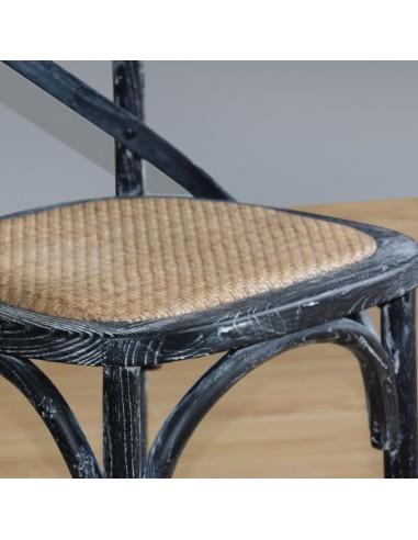 Chaises Bolero en bois noir patiné - lot de 2