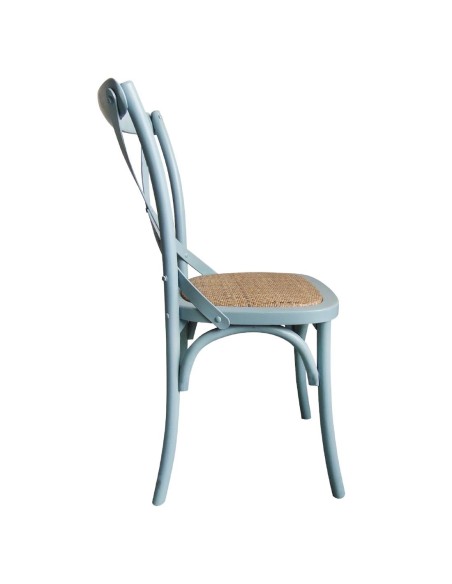Chaises Bolero bleu antique en bois et métal - Lot de 2