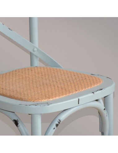 Chaises Bolero bleu antique en bois et métal - Lot de 2