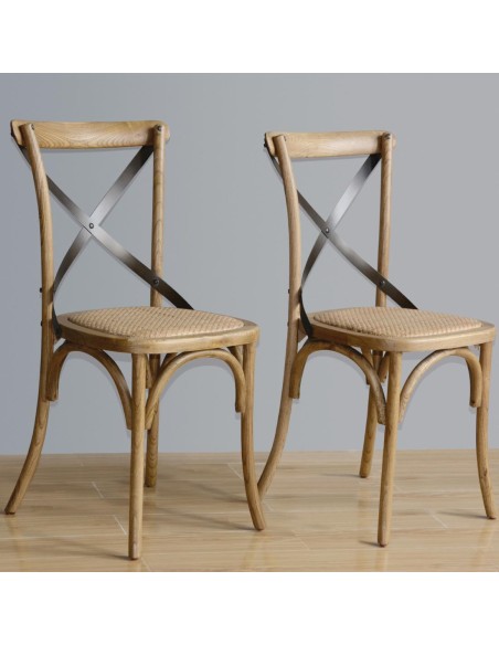 Chaises Bolero en bois patiné - Lot de 2, style industriel