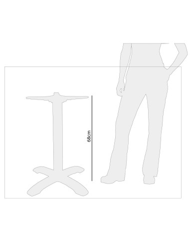 Pied de table 4 branches Bolero aluminium brossé - 680x660mm