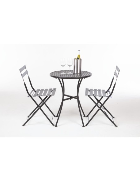 Table bistro ronde Bolero noir 600 mm - acier ajouré