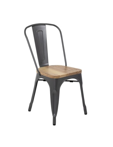 Chaises en acier Bolero Bistro gris - lot de 4