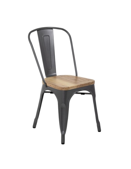 Chaises en acier Bolero Bistro gris - lot de 4