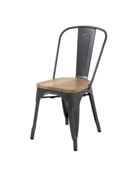 Chaises en acier Bolero Bistro gris - lot de 4