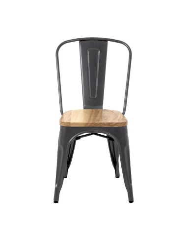 Chaises en acier Bolero Bistro gris - lot de 4