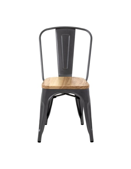 Chaises en acier Bolero Bistro gris - lot de 4