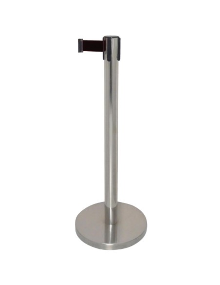 Barrière rétractable à sangle Bolero noire 3m - Inox