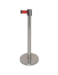 Barrière rétractable à sangle Bolero rouge 3m - Inox