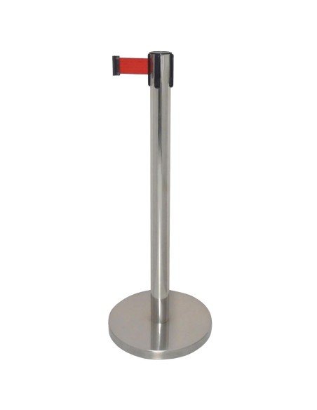 Barrière rétractable à sangle Bolero rouge 3m - Inox