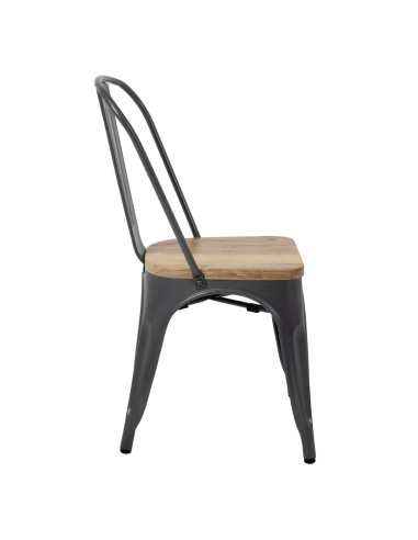 Chaises en acier Bolero Bistro gris - lot de 4