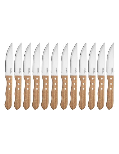 Couteaux à steak Olympia Jumbo 122mm manche acacia - lot de 12