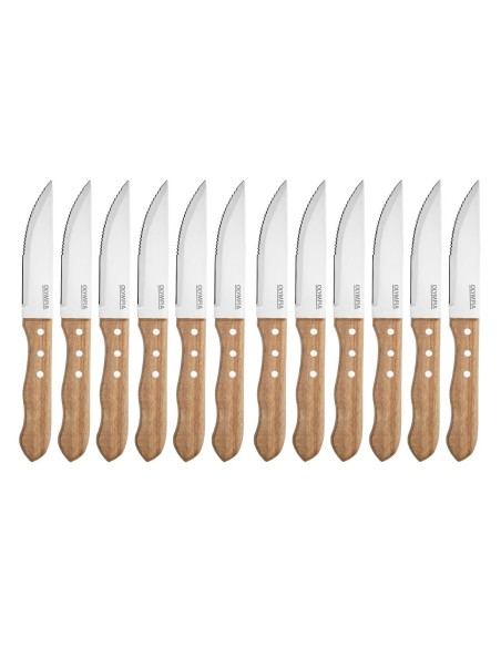 Couteaux à steak Olympia Jumbo 122mm manche acacia - lot de 12