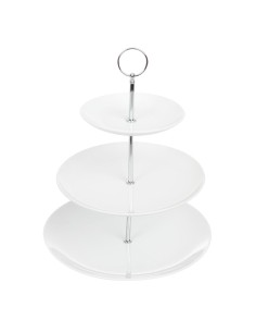 Présentoir à gâteaux 3 niveaux Olympia - Porcelaine blanche