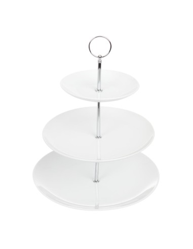 Présentoir à gâteaux 3 niveaux Olympia - Porcelaine blanche