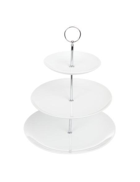 Présentoir à gâteaux 3 niveaux Olympia - Porcelaine blanche