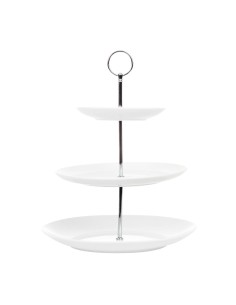 Présentoir à gâteaux 3 niveaux Olympia - Porcelaine blanche 2