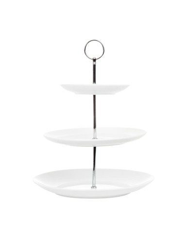 Présentoir à gâteaux 3 niveaux Olympia - Porcelaine blanche