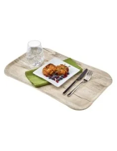 Plateau rectangulaire polyester aspect bois Cambro Century 32x53cm olivier clair  2