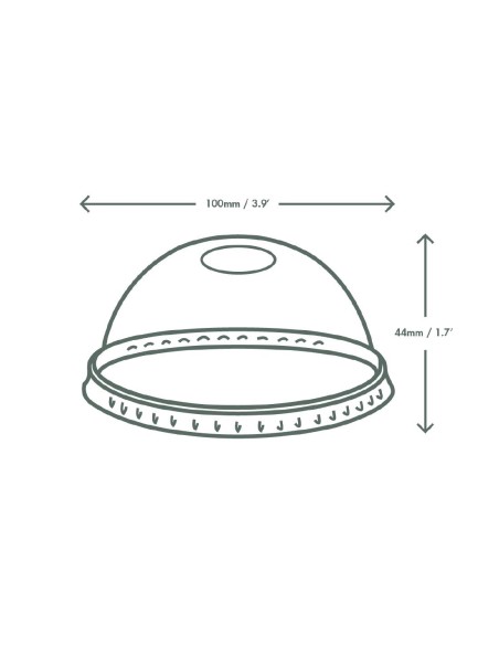 Couvercles dôme PLA compostables Vegware 340ml/454ml - Lot 1000