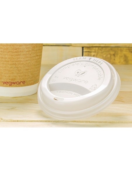 Couvercles compostables CPLA Vegware 34/45,5 cl - Lot 1000
