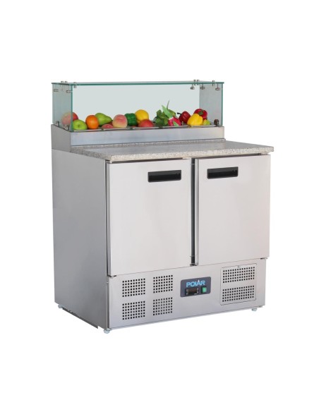 Comptoir à pizza 2 portes Polar Série-G 256 L - inox et verre