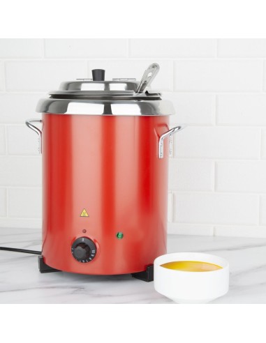 Marmite à soupe rouge Buffalo 5,7 L - bain-marie professionnel