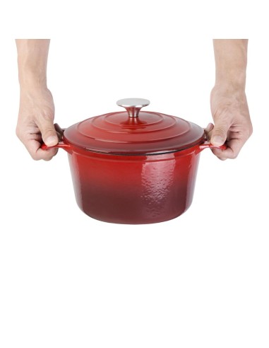 Cocotte ronde rouge Vogue 3,2 L - Fonte professionnelle