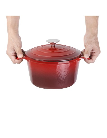 Cocotte ronde rouge Vogue 3,2 L - Fonte professionnelle