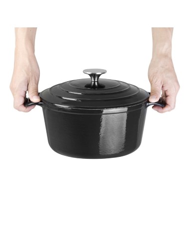 Grande cocotte ronde noire Vogue 4 L - Fonte professionnelle