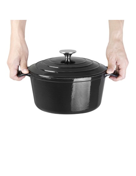 Grande cocotte ronde noire Vogue 4 L - Fonte professionnelle