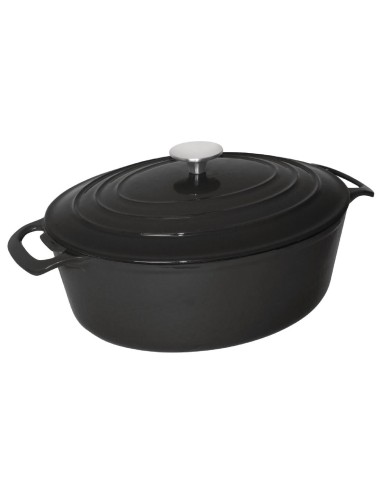 Grande cocotte ovale noire Vogue 6L - Fonte professionnelle