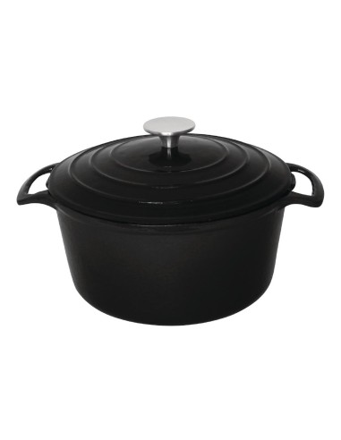 Grande cocotte ronde noire Vogue 4 L - Fonte professionnelle