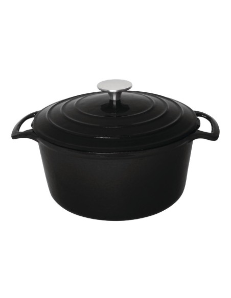 Grande cocotte ronde noire Vogue 4 L - Fonte professionnelle