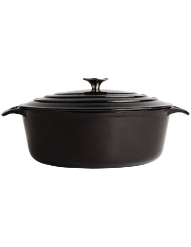 Grande cocotte ovale noire Vogue 6L - Fonte professionnelle