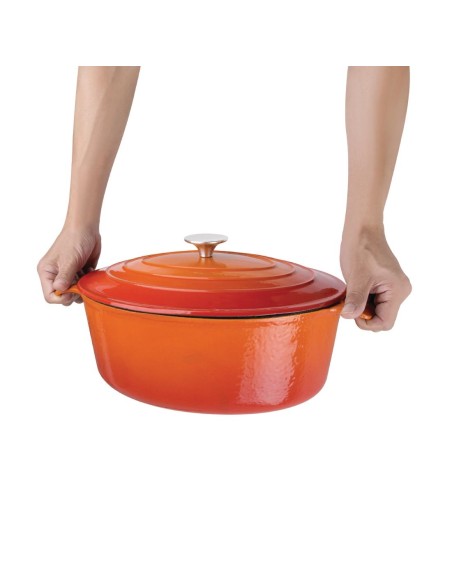 Cocotte ovale Vogue orange 5L - Fonte professionnelle