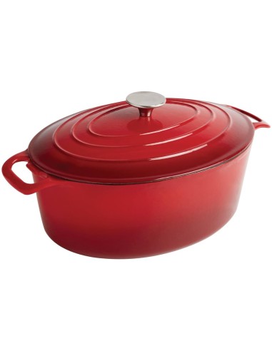 Cocotte ovale rouge Vogue 5L - Fonte professionnelle